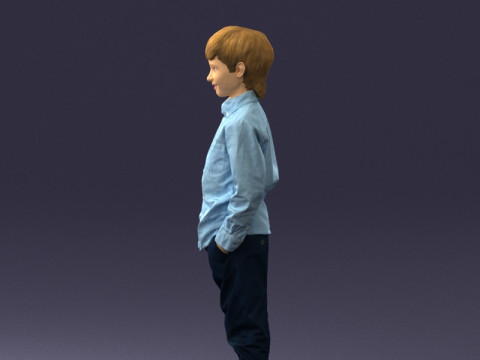 000438 Barefoot Realistic Young Boy in Casual Outfit Standing Pose 3dp 3D Print Model