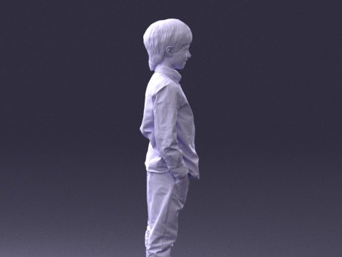 000438 Barefoot Realistic Young Boy in Casual Outfit Standing Pose 3dp 3D Print Model