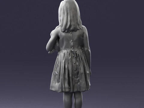 000464 Little Girl Holding Toy Cat 3dp 3D Print Model