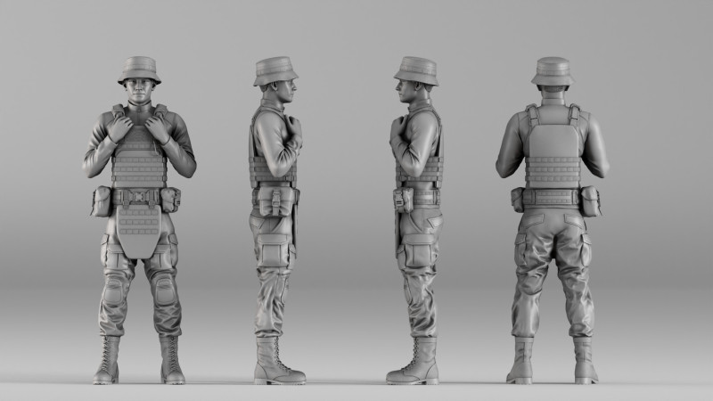 001735 Stylized Tactical Soldier Character 3D Print Model .c4d .max .obj .3ds .fbx .stl .blend