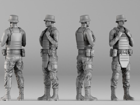 001735 Stylized Tactical Soldier Character 3D Print Model