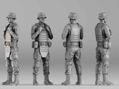001735 Stylized Tactical Soldier Character 3D Print Model
