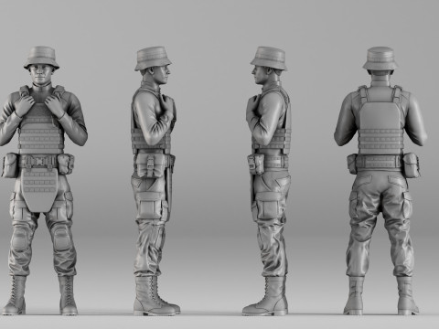 001735 Stylized Tactical Soldier Character 3D Print Model