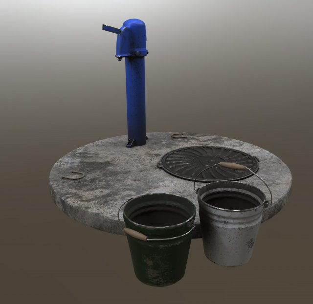 old soviet water pump 3D Model .c4d .max .obj .3ds .fbx .stl .blend 