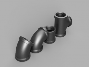 steampunk tree quarter inch steam-pipe connector set 3D 모델