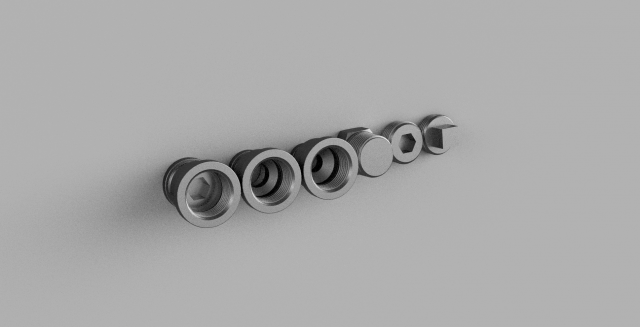 steampunk tree quarter inch reducers and plugs Modello 3D .c4d .max .obj .3ds .fbx .stl .blend