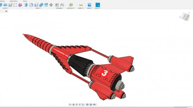 thunderbird 3 3D Print Model .c4d .max .obj .3ds .fbx .stl .blend 