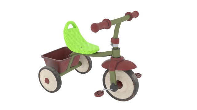 Kids tricycle Modello 3D .c4d .max .obj .3ds .fbx .stl .blend