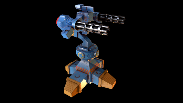 Gatling Turret Modello 3D .c4d .max .obj .3ds .fbx .stl .blend 