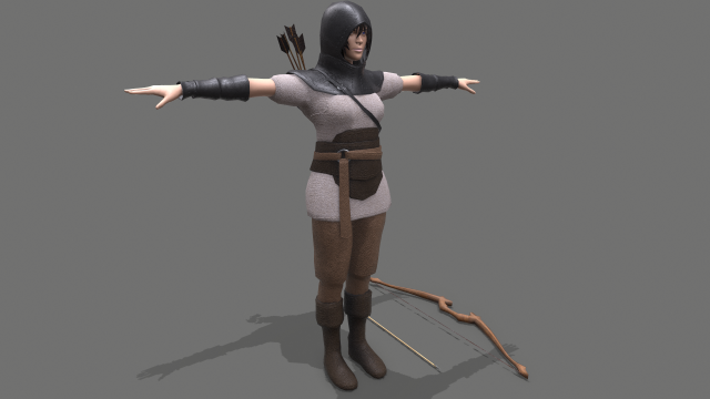 Archer Girl Low-poly 3D 模型 .c4d .max .obj .3ds .fbx .stl .blend 