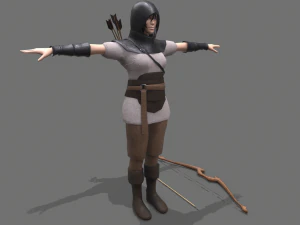 Bogensch&uuml;tzenm&auml;dchen Low-Poly 3D Modell