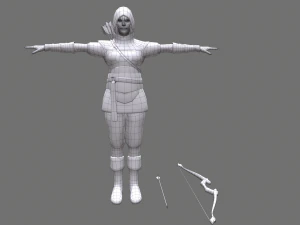 Archer Girl Low-poly 3D Model