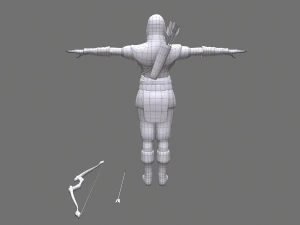 Archer Girl Low-poly 3D Model