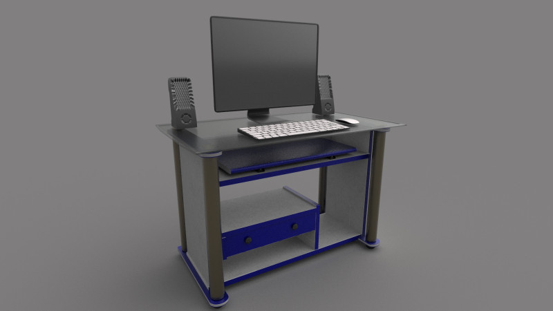 Computer Office Table Low-poly Modelo 3D .c4d .max .obj .3ds .fbx .stl .blend 