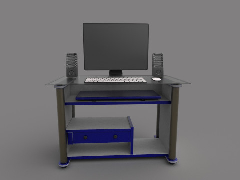 Computer Office Table Low-poly Modelo 3D