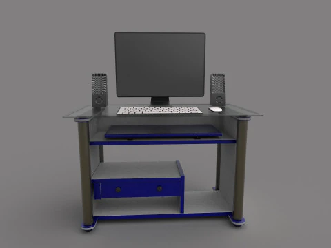 Computer Office Table Low-poly 3D Model