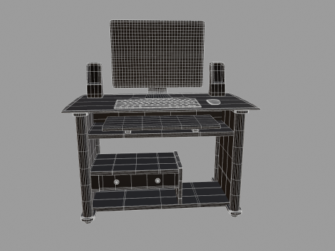 Computer Office Table Low-poly Modelo 3D