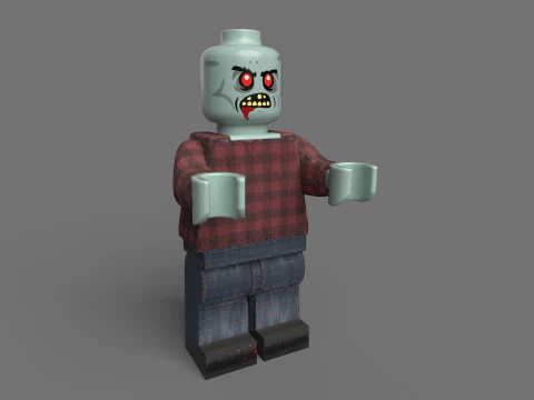 Zombie-Lego-Spielzeug Low-Poly 3D Modell