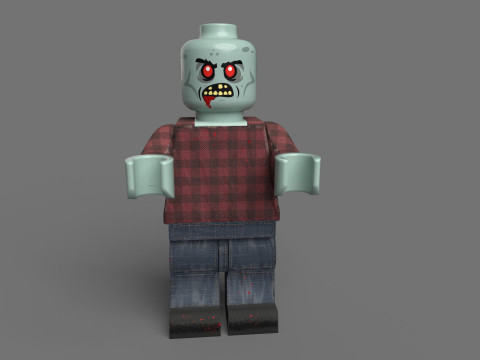 Zombie Lego Toy Low-poly Modelo 3D