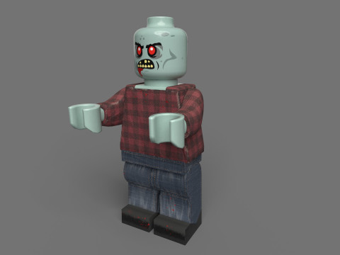 Zombie Lego Toy Low-poly Modelo 3D