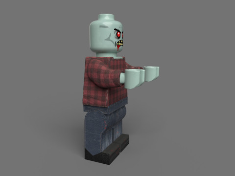 Zombie Lego Toy Low-poly Modelo 3D
