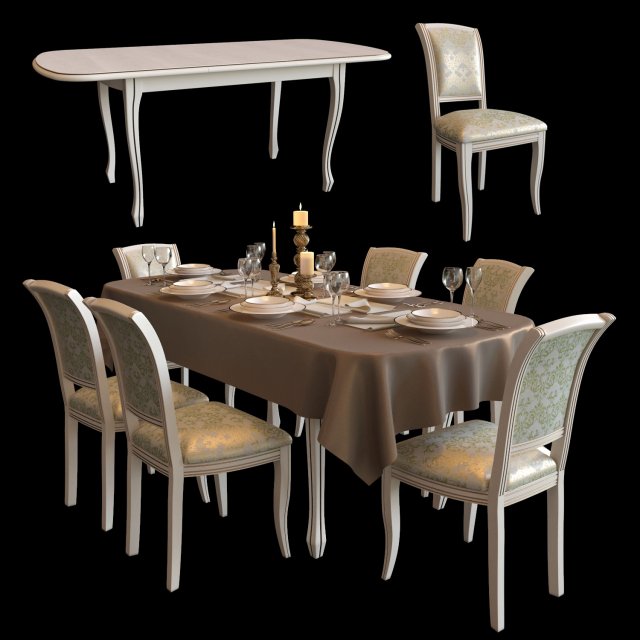 table and chairs 3D Model .c4d .max .obj .3ds .fbx .stl .blend