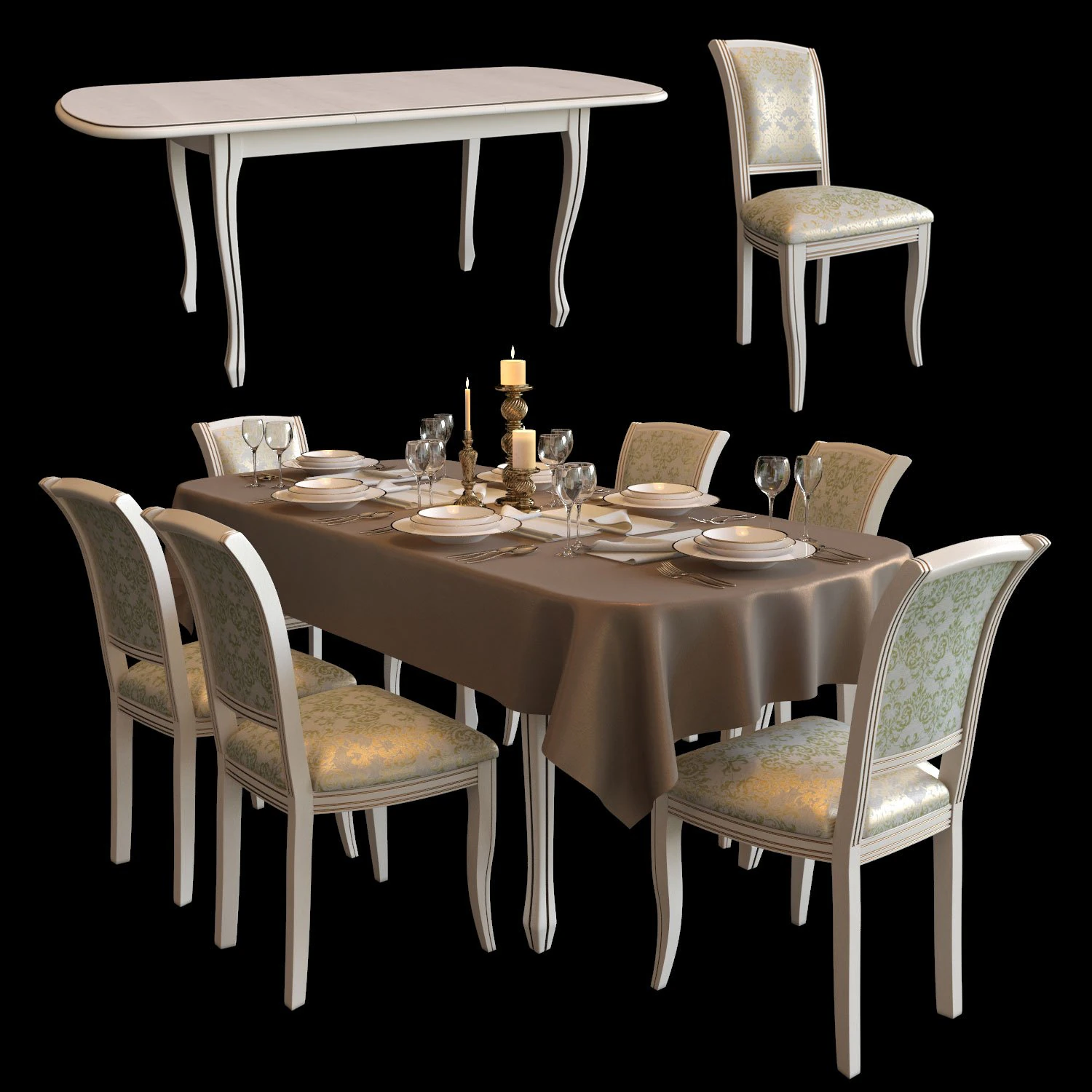 table and chairs 3D Model .c4d .max .obj .3ds .fbx .stl .blend 