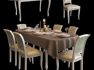 mesa y sillas Modelo 3D