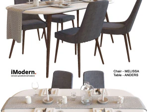 mesa y sillas Modelo 3D