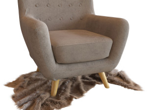 copenhagen armchair and plaid Model 3D