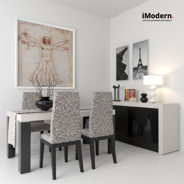 dining group elegante imodern Modelo 3D .c4d .max .obj .3ds .fbx .stl .blend 