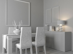 dining group elegante imodern Modelo 3D