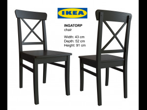 table and chairs ikea ingatorp - ingolf 3D Model