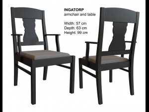 table and chairs ikea ingatorp - ingolf 3D Model