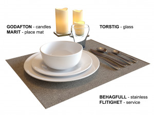 table and chairs ikea ingatorp - ingolf 3D Model