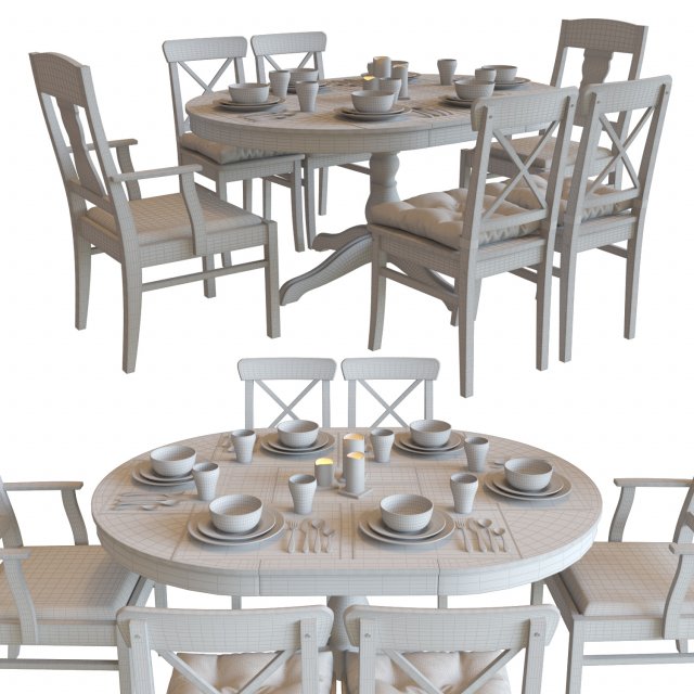 table and chairs ikea ingatorp ingolf 3D Model in Set 3DExport
