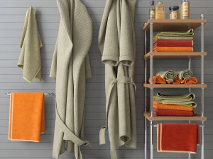 bath set with bathrobe 3D Model