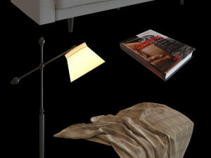 sofa sacramento with decor 3D मॉडल