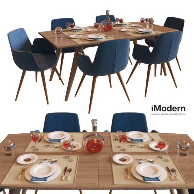 table and chairs django and morrison imodern 3D मॉडल .c4d .max .obj .3ds .fbx .stl .blend 