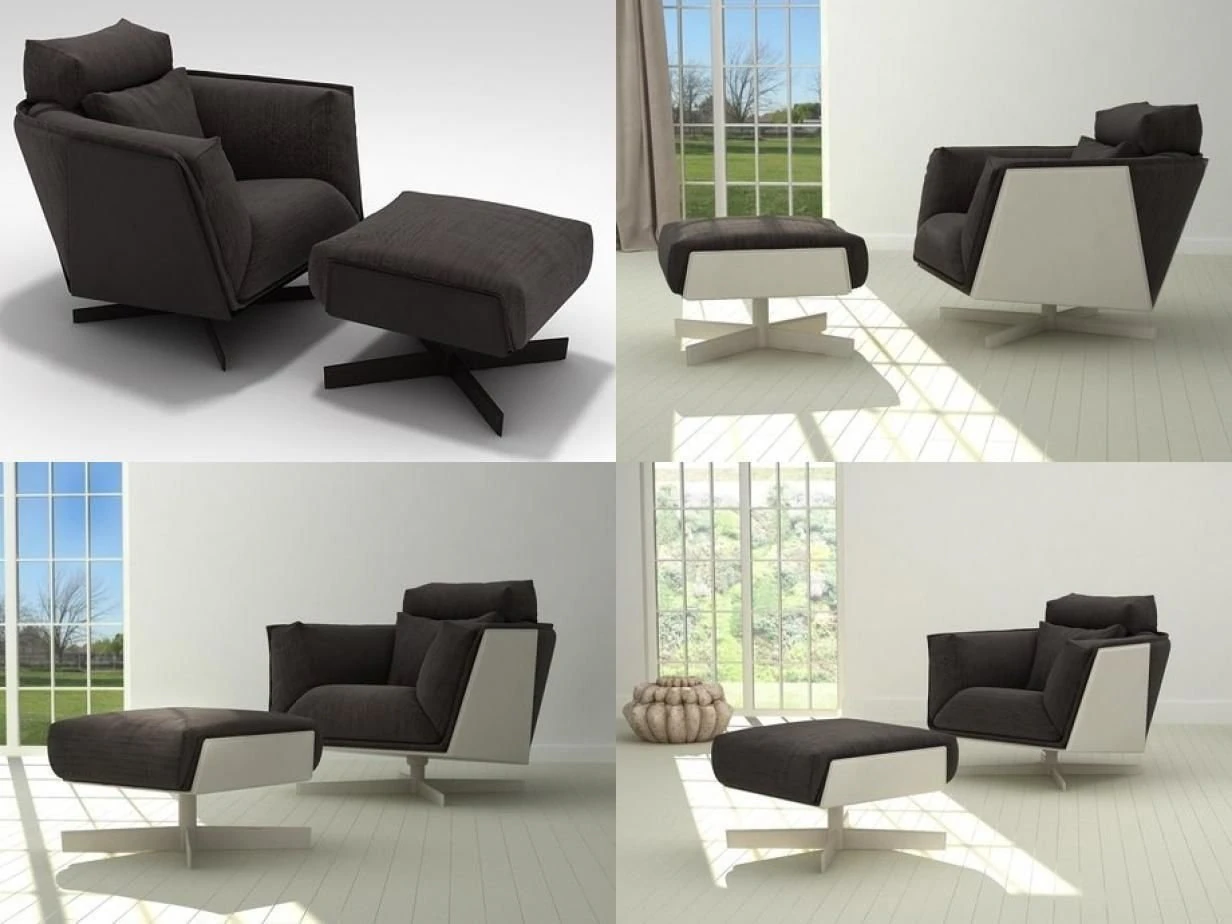 heit armchair footstool 3D Model .c4d .max .obj .3ds .fbx .stl .blend 