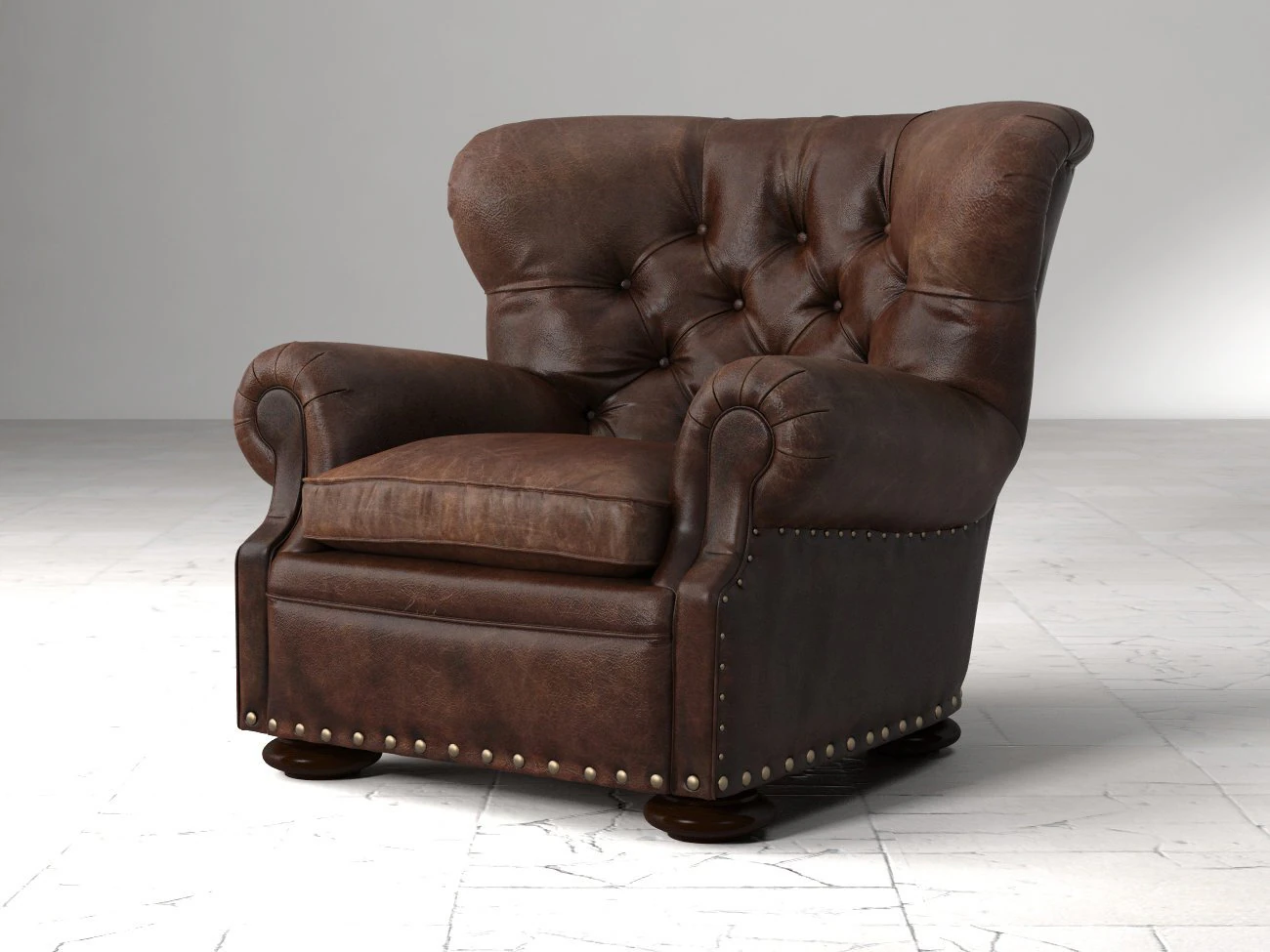 churchill leather chair with nailheads 3D Model .c4d .max .obj .3ds .fbx .stl .blend 