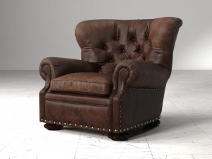 churchill leather chair with nailheads 3D Model