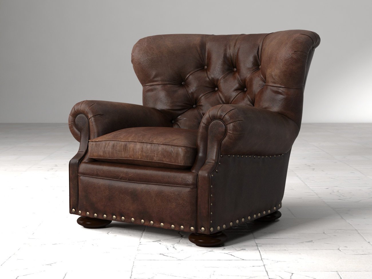 churchill leather chair with nailheads 3D in 3DExport
