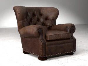 churchill leather chair with nailheads 3D Model