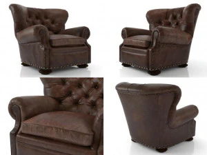 churchill leather chair with nailheads 3D Model