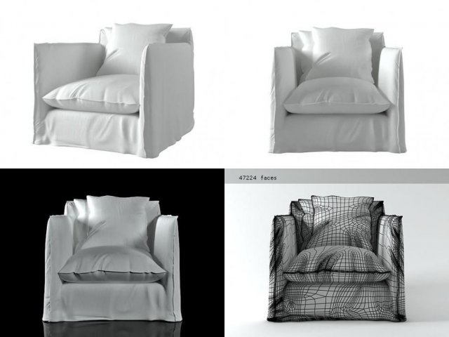 ghost 01 armchair by gervasoni 3D 모델 .c4d .max .obj .3ds .fbx .stl .blend 