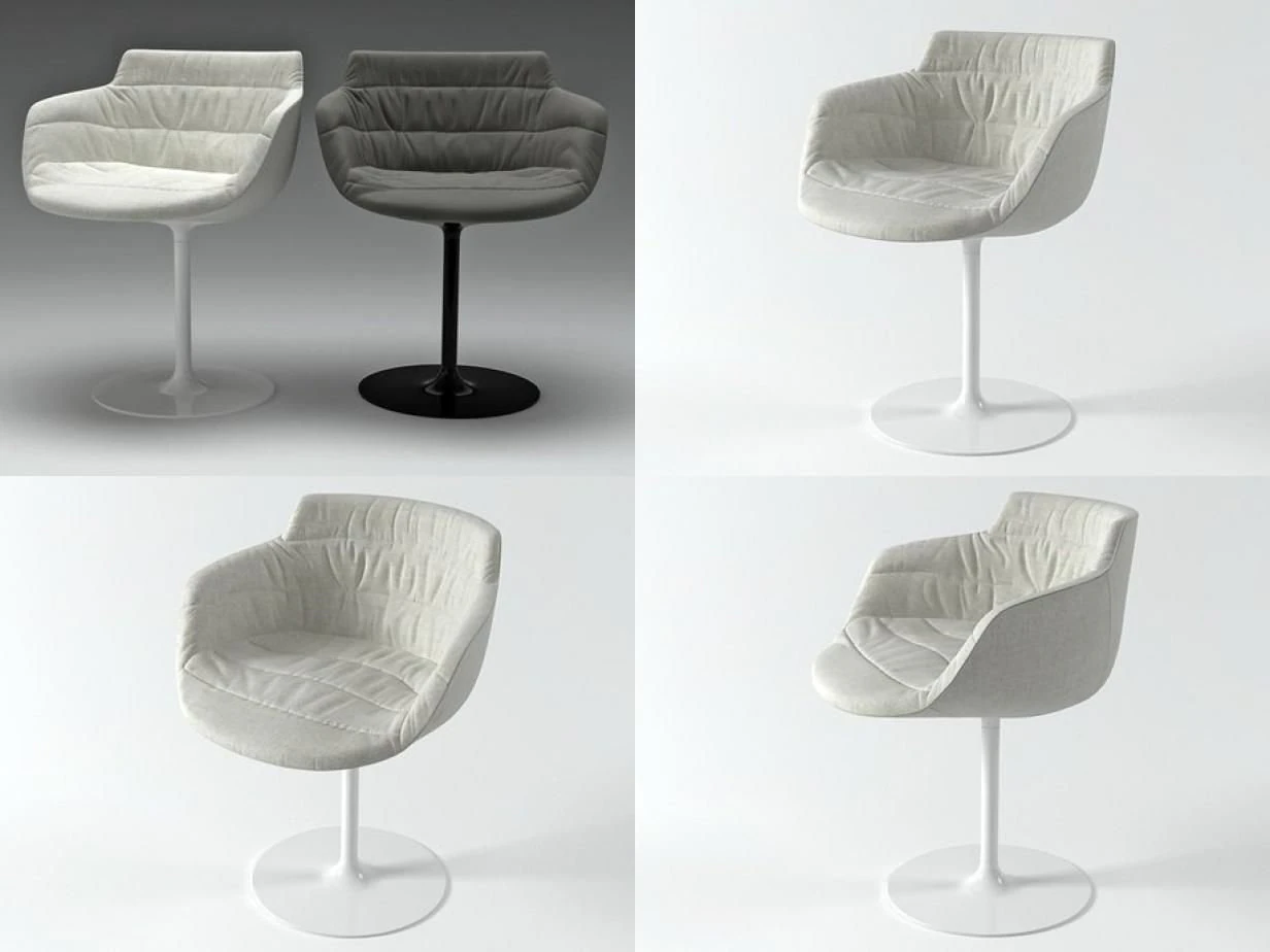 flow armchair-central leg 3D Model .c4d .max .obj .3ds .fbx .stl .blend 