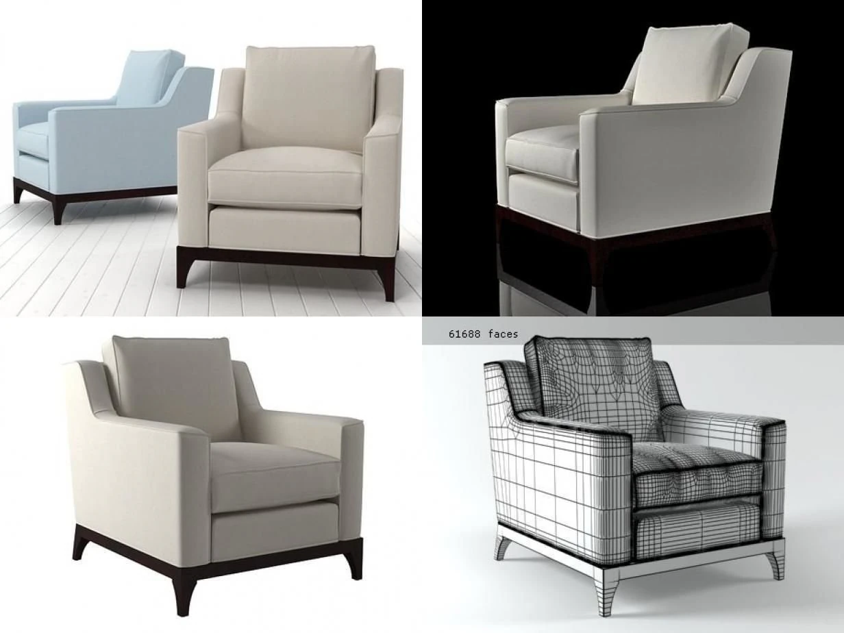 lysander armchair 3D Model .c4d .max .obj .3ds .fbx .stl .blend 