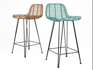 rattan barstool by hk living 3D मॉडल