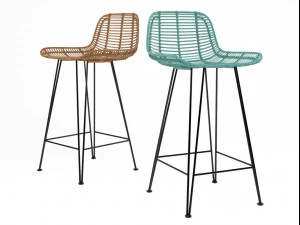 rattan barstool by hk living 3D Model